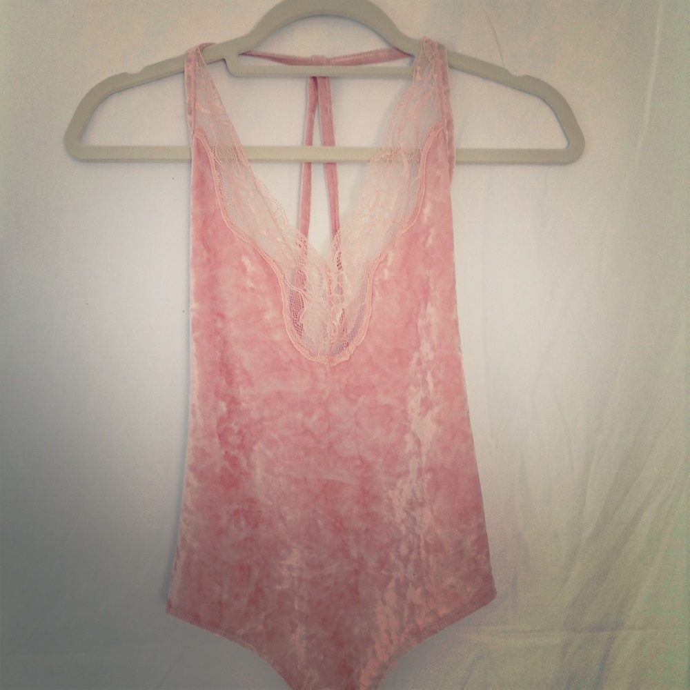 Express laced light pink bodysuit